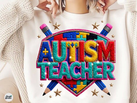 Review: Autism Teacher Faux Yarn Embroidery PNG