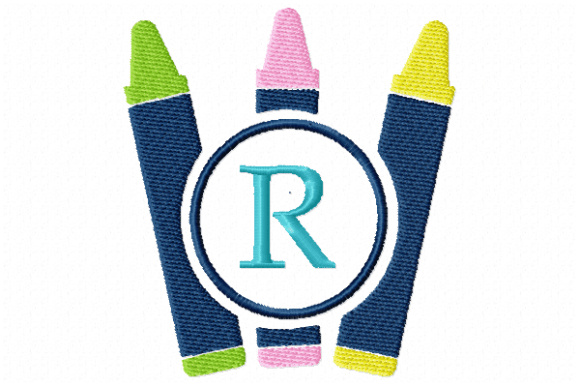 Reviewing Crayons Frame Monogram Letter R